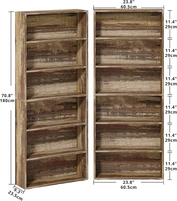 IRONCK Bookshelves and Bookcases Set of 2 Floor Standing 6 Tiers Display - Image 3