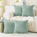 Set of 4 Aqua Decorative Throw Pillow Covers 16x16 Inch Corduroy Pillow Covers by Cozoomy