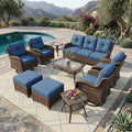 Patio Furniture Set, High Back Rattan Sofa & Swivel Rocker Chairs, Weather by SAILARYPatioFurniture