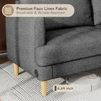 70" Modern Loveseat Sofa with USB Type-C Ports, Linen Fabric 2-Seater Deep Seat - Image 3