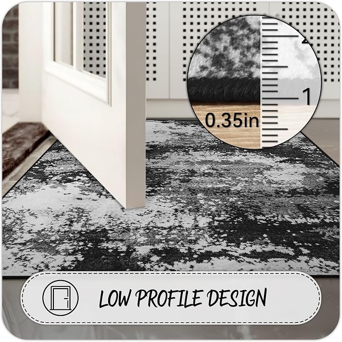 Black Entryway Rug 2x3 Washable Door Mat Indoor Entrance 24x36 | Small Throw - Image 6
