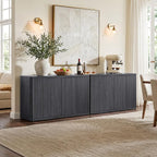 SICOTAS Buffet Cabinet with Storage Accent Sideboard with 8 Doors 132.6" Fluted - Image 2