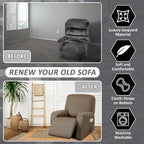 ULTICOR 4-Piece, 1 Seat Recliner Cover, Yarn Dyed Reclining Chair Covers - Image 4