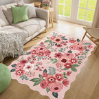 DUKINO 4x6 Area Rug, Non Slip Floral Washable Rug - Image 5