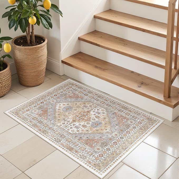 2x3 Entryway Rug Vintage Washable Rug Runner - Image 9