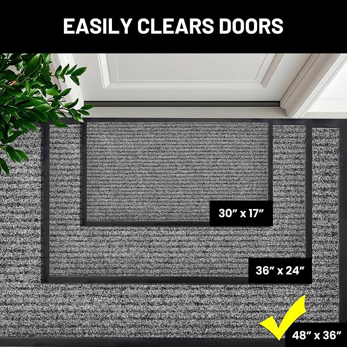 Front Door Mat, Indoor Outdoor Welcome Muddy Doormat, 48x36 Battleship Gray | - Image 4