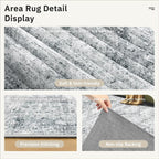 Soalmost 9x12 Area Rugs for Living Room Washable Rug Non-Slip Grey | Large - Image 8