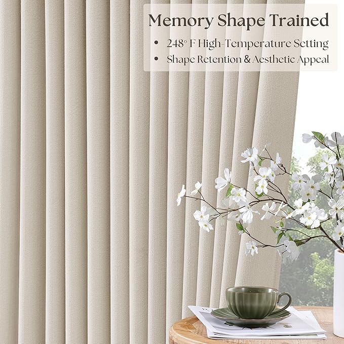Natural Pinch Pleat Extra Long 120 Inch Blackout Curtains - Image 4