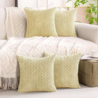 Set of 4 Pale Yellow Decorative Throw Pillow Covers 22x22 Inch Corduroy Pillow - Image 8