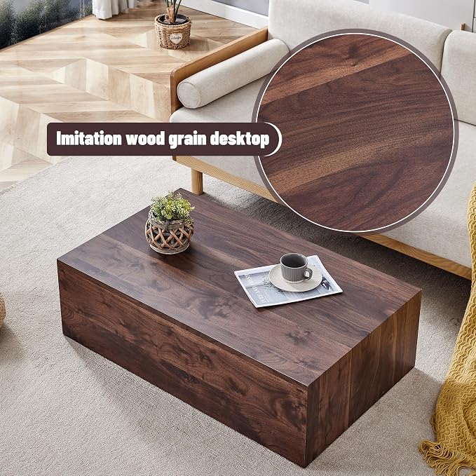 39.3'' Wood Coffee Table with Wood Grain, Rectangular Low Tables - Image 5