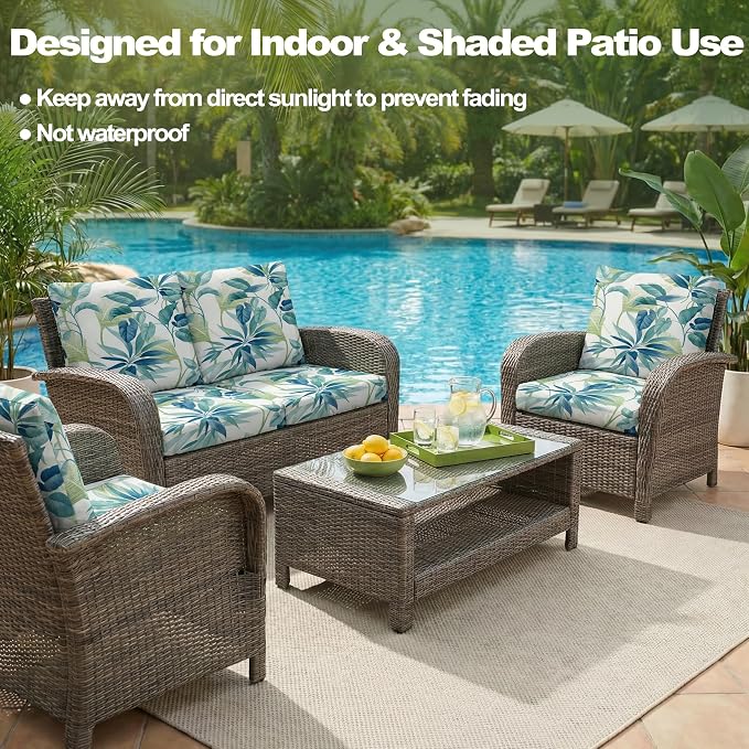 CALBODE 12 Pcs Stretch Sofa Chair Seat Cushion Covers, Breathable, Botanical - Image 5