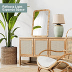 Barnyard Designs Rectangular Rattan Wall Mirror, Natural Tan Woven Rattan Frame - Image 2