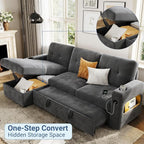 GarveeHome 84 Inch Sleeper Sofa Bed, L-Shaped Sofa, Convertible Pull Out Couch - Image 4