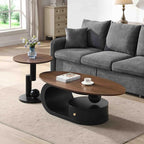 Modern Oval Coffee Table Set of 2, Wood Living Room Accent Coffee Table and - Image 2