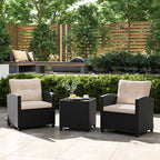 Tangkula 3 Piece Patio Furniture Set, Rattan Conversation Set w/Soft Seat & - Image 9