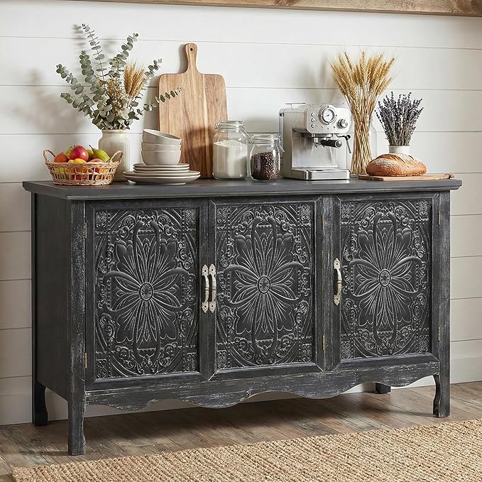 RoyalCraft Buffet Cabinet with Storage, Vintage Solid Wood Sideboard Table by Bringyoubetterlife