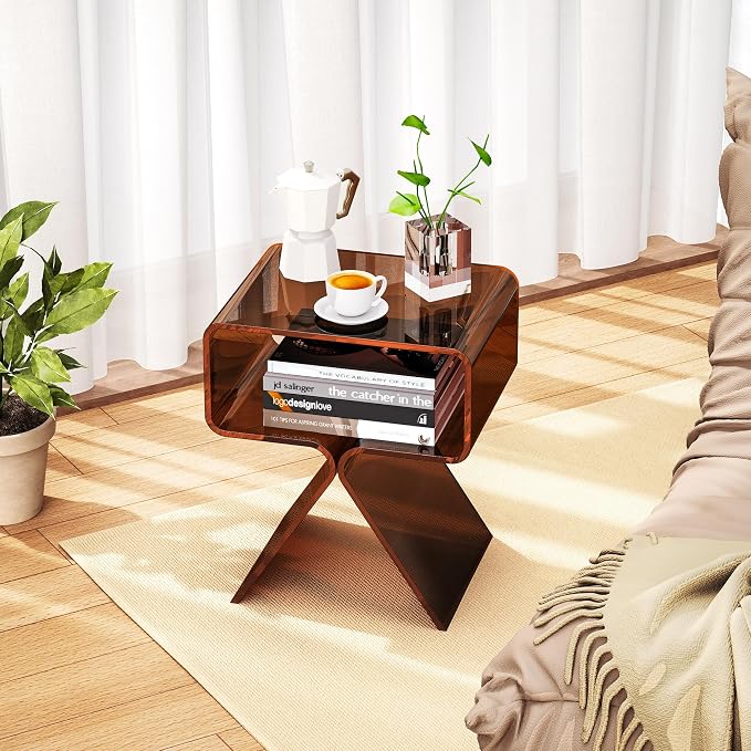Acrylic Nightstand Side Table Modern Design Clear Home Decor Display End Table - Image 2