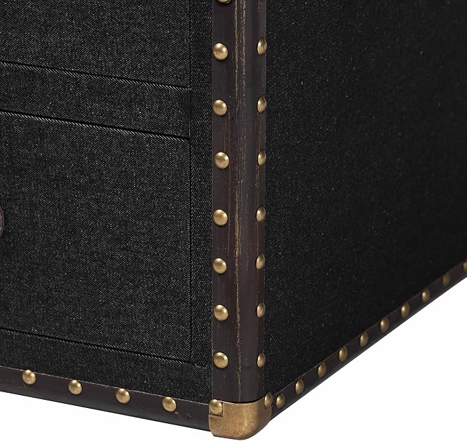 Baxton Studio Mallison Vintage Black Canvas 3-Drawer End Table - Image 9