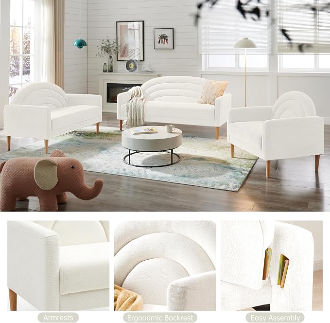 63" Small Loveseat Sofa for Small Spaces, Mid Century Modern Sofa, Linen - Image 8