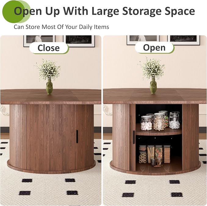 Extendable Round Dining Table for 2-4-6, 63 Inch Dining Room Kitchen Table - Image 4