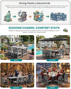 SERWALL Patio Dining Sets for 10 Person, HDPE Dining Set - Image 6