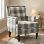 Plaid Accent Chair, Mid-Century Modern Armchair, Upholstered Decorative Reading - Image 9