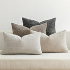 MIULEE Decorative Chenille Lumbar Pillow Covers Neutral 12x20 Pack of 4 | Mid by MIULEE