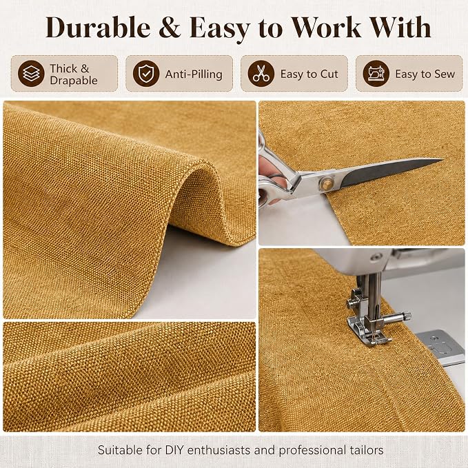 Mini Chenille Linen Blend Upholstery Fabric by the Yard, 57 Inch Wide Soft - Image 5