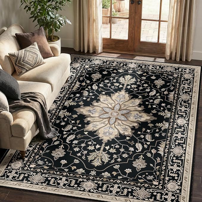 RELEANY Area Rugs 5'x7' Washable Non-Slip, Floral Vintage Distress Print - Image 9