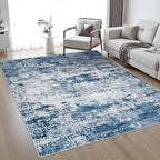 5x7 Area Rug Living Room: Modern Washable Indoor Soft Carpet Blue | by FXRHLP