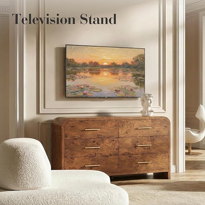 Curved 6-Drawer Dresser for Bedroom, Vanity Desk TV Stand for Living Room - Image 4