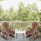 Outvita Adirondack Rocking Chair, Wood Wagon Rocker, Outdoor Wooden Carbonized - Image 8