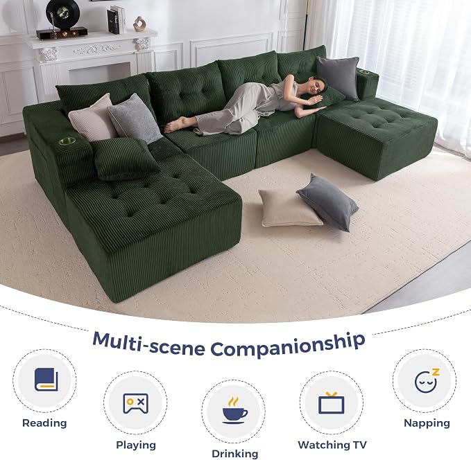 MAXYOYO 129.5" Modular Sectional Sofa Couch, U Shaped Modern Cloud Couch - Image 6