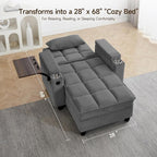 Oversized Recliner Chair with Swivel Tray Table, Modern Tufted Linen Fabric - Image 5