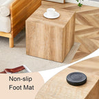 16'' Cube Coffee Table with Wood Grain Pattern, Square No Assembly End Table - Image 7