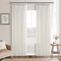 Cream Ivory Linen Pleated Memory Shaped Light Filter Curtains 84 Inch Long | by Twodrapes