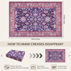 Purple Area Rugs for Living Room, Washable 5x7 Area Rug for Bedroom, Retro - Image 2