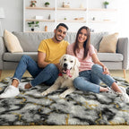 4x6 Grey and Gold Fluffy Soft Area Rug Non-Slip - Image 2