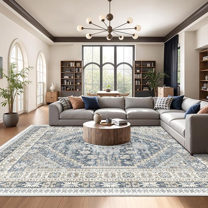 Washable Rugs 8x10 Area Rugs for Living Room, Vintage Floral Bedroom Rugs - Image 5