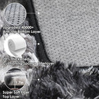 Black and White Area Rugs for Living Room, 5x8 Fluffy Bedroom Rug, Soft Plush - Image 3