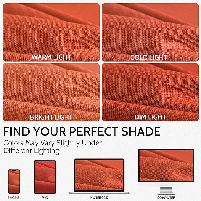Bright Orange Linen Blend Light Filtering Back Tab Curtains 102 Inches Long - Image 4