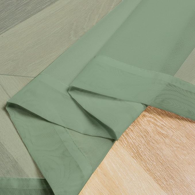 Sage Green Sheer Curtains 36 inches Long, Short Kitchen Window Treatment Solid - Image 5