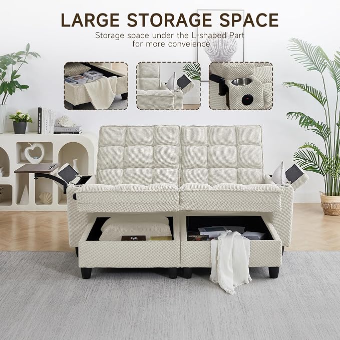70.9" Chaise Lounge Chair Indoor, Oversized Boucle Upholstered Sofa Bed - Image 3