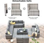 ovios 12 Pieces Patio Furniture Set, Outdoor Wicker Sectional Sofa - Image 9