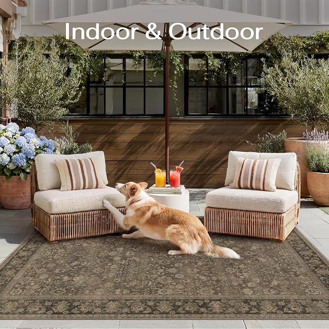 2x6 Brown Linen Look Washable Runner Rug - Image 5