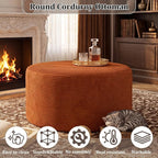 BSHOMGI Round Ottoman, Corduroy Ottomans Foot Stool, 27.5" Pouf Footstool - Image 5