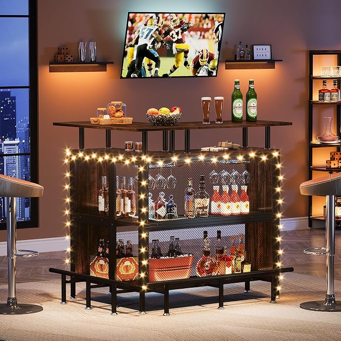 LITTLE TREE Home Bar Unit Mini Liquor Table Cabinet - Image 4