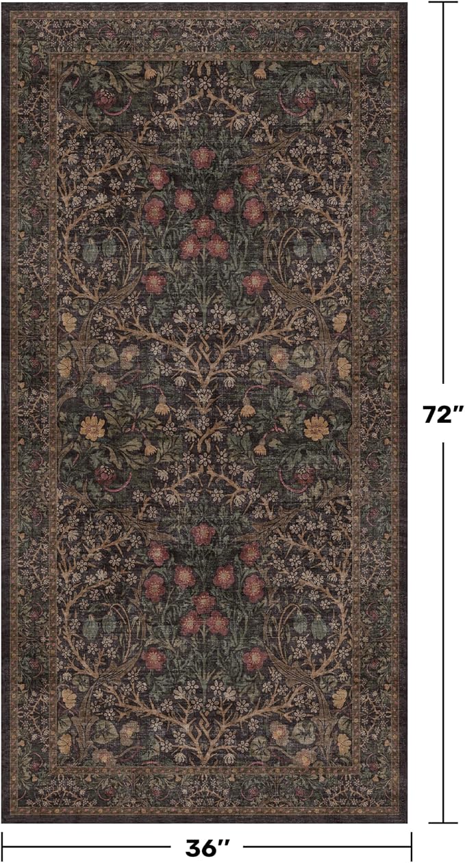 Washable 3x6 Runner Rug for Entryway, Dark Brown Boho Large Kitchen Rug - Image 2