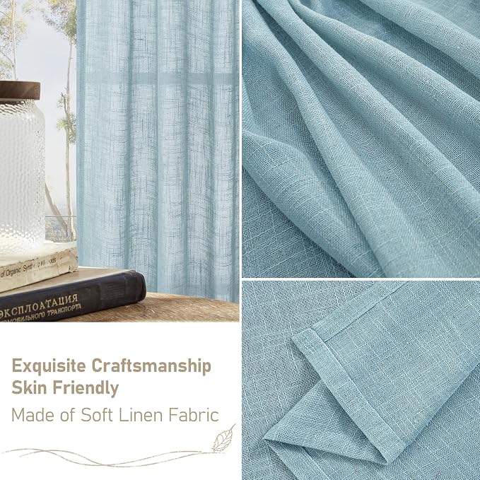 36 Inch Length Linen Semi Sheer Curtains - Image 6
