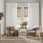 Beige White Memory Trained Pinch Pleated Semi Sheer Linen Curtains 84 Inch | - Image 2